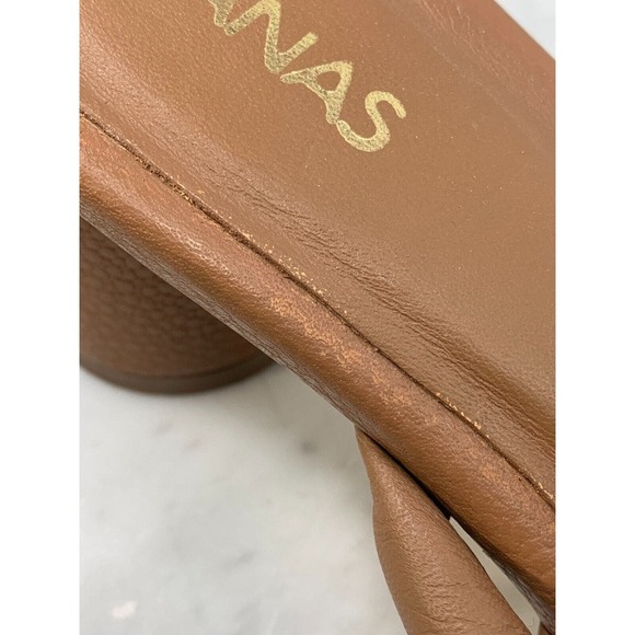 Kaanas Bekasi Sandals Sz 7 Coffee Knot Slip On Leather 2.75" Block Heel EUC - Picture 12 of 13